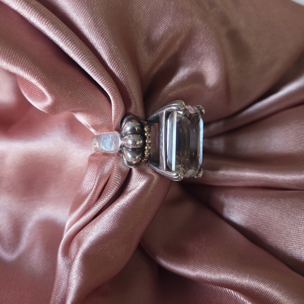 LAGOS Caviar Signature Ring Glacier Very Large Emerald Cut White Topaz Ring 18k - Picture 5 of 12